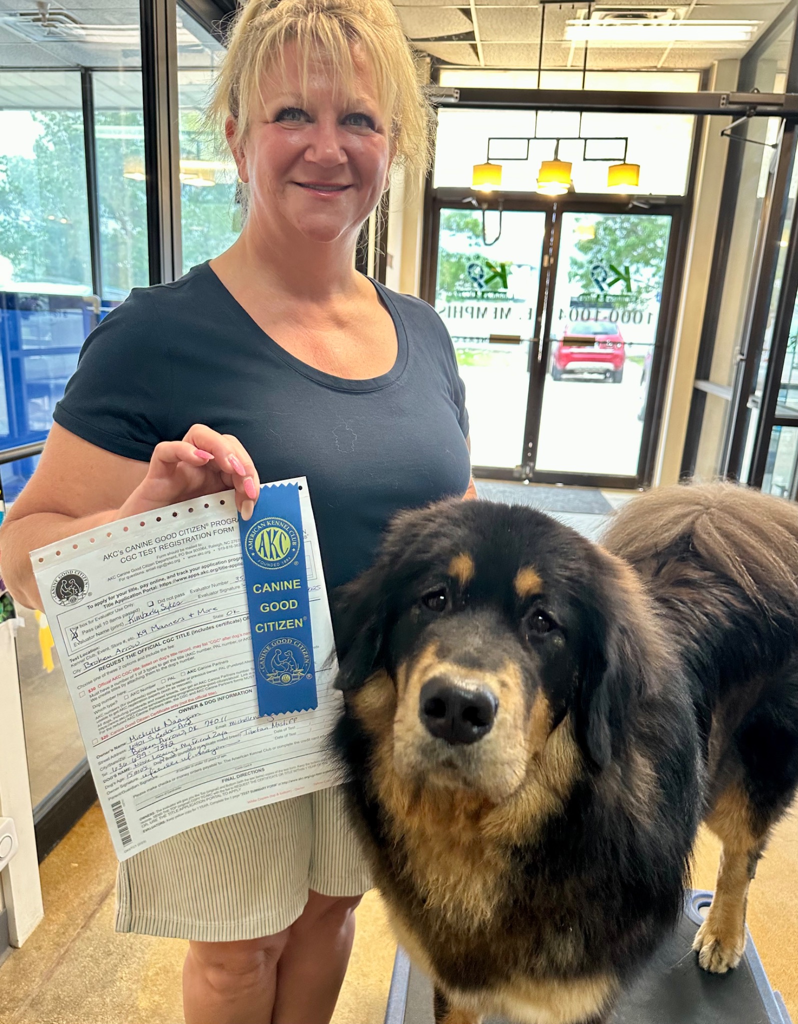 Zaya with Canine Good Citizen ribbon